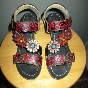 L'Artiste Leather Embellished Sandals
